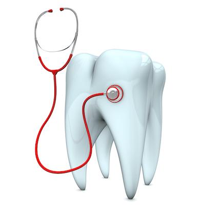 Enlarged tooth with stethoscope