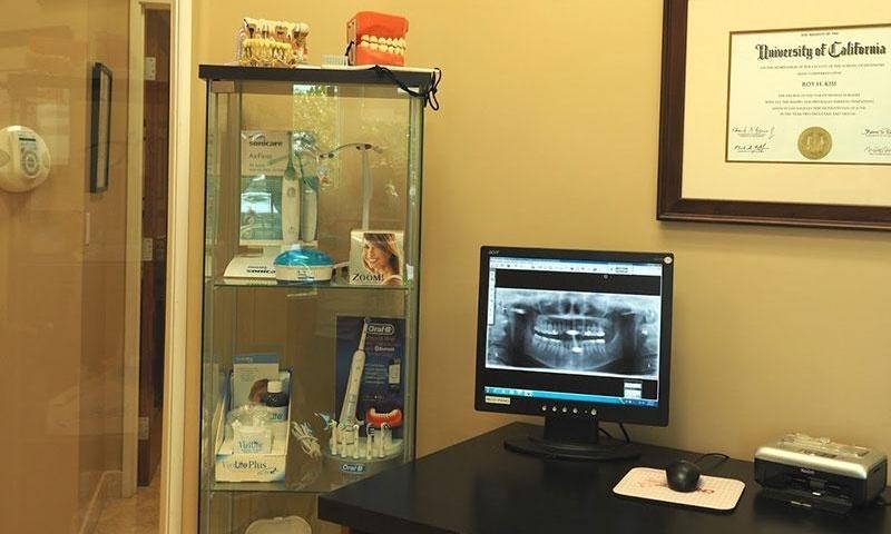 Computer showing digital x-ray at dentist office in Foothill Ranch CA